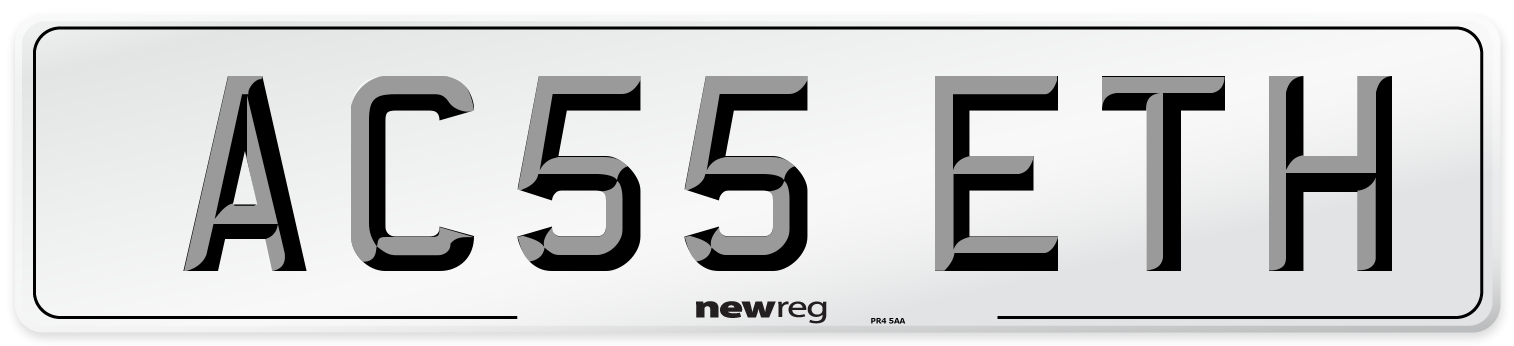 AC55 ETH Number Plate from New Reg